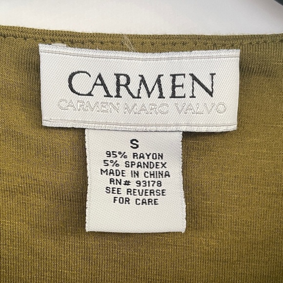 Carmen Marc Valvo Green Twist Front Sleeveless Blouse Small - Picture 4 of 10